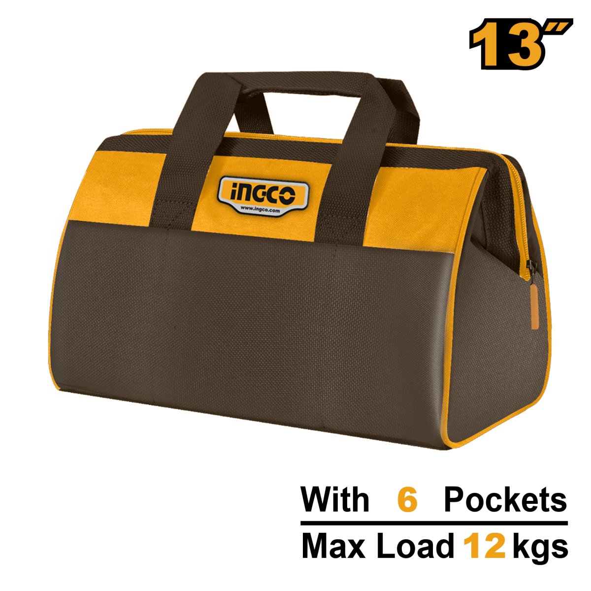 Tula Para Herramientas 13" Soporte 12 Kilos Con 6 Bolsillos Externos INGCO HTBG281328 - MARKEMSTORE - 