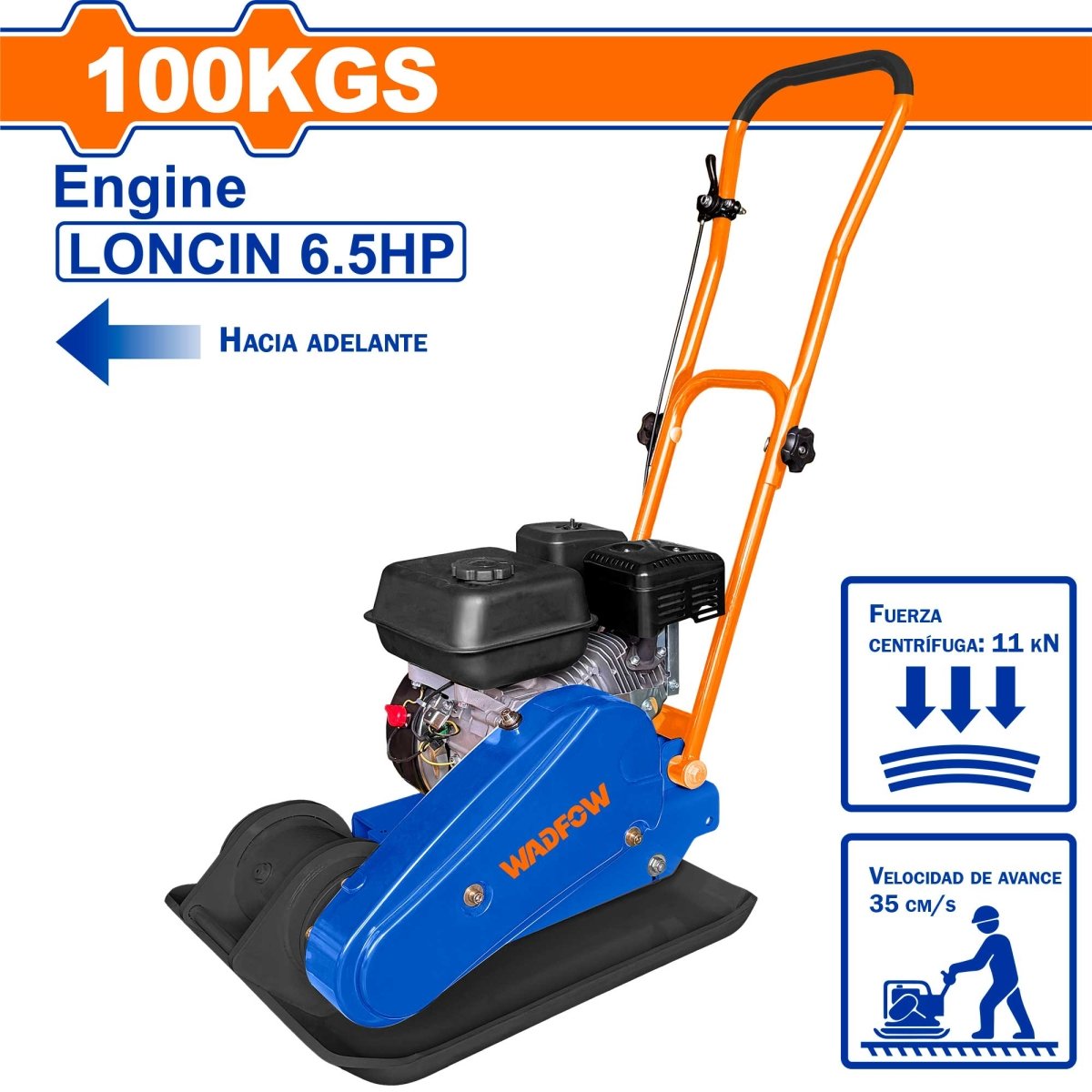 Vibrocompactador Tipo Rana Convencional Motor Loncin 6,5Hp Wadfow WPM3A100 - MARKEMSTORE - Herramientas a Gasolina