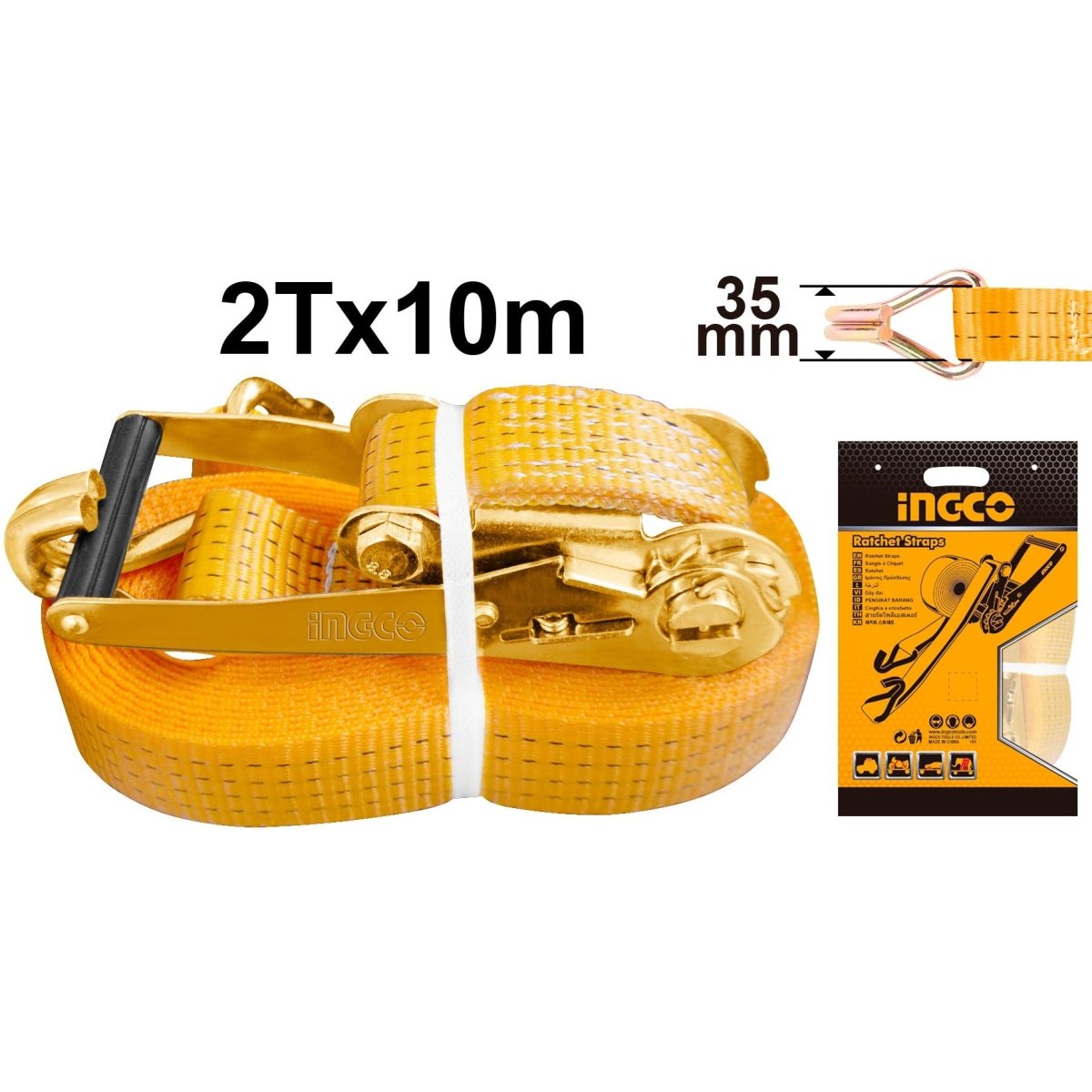 Eslinga De Carga 2t 10mx35mm Tipo Ratchet Ingco Hrsp2101 - MARKEMSTORE - 