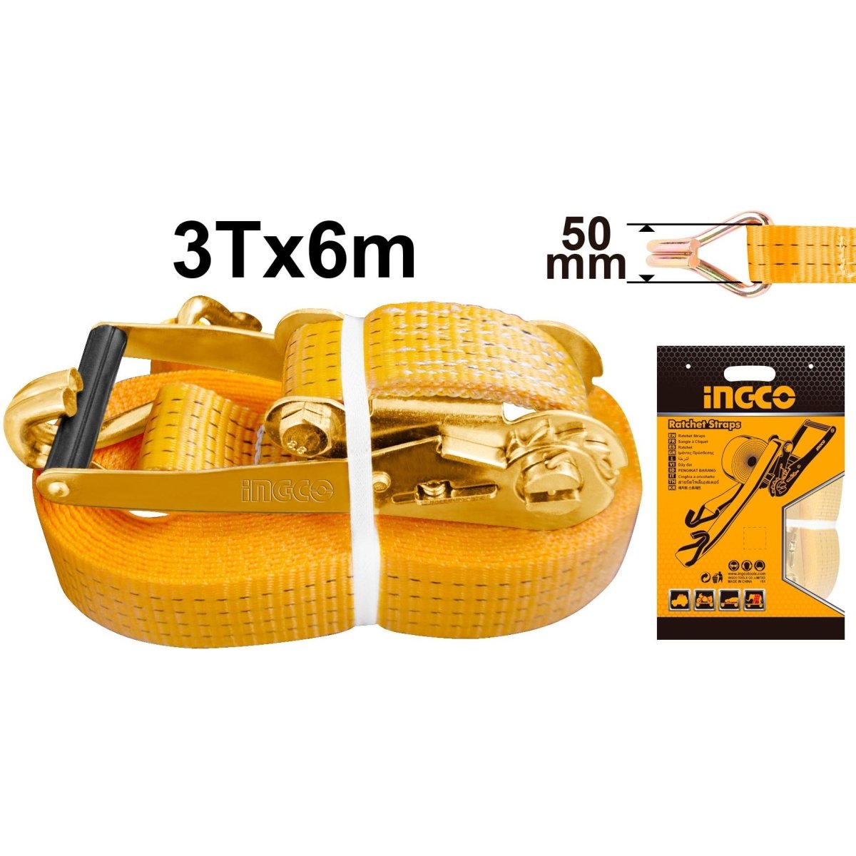 Eslinga De Carga 3t 6mx50mm Tipo Ratchet Ingco Hrsp361 - MARKEMSTORE - 