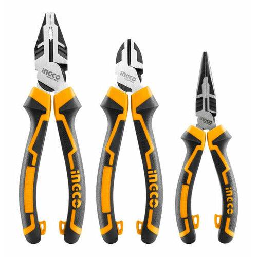Jgo 3 Alicates Tipo Industrial Crv INGCO HKHLPS2831 - MARKEMSTORE - Ferreteria