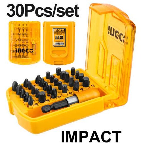 Set 30 Piezas Con 25 Puntas De Impacto Mm Ph1 Sl3 Pz1 T10 H3 S1 Ingco AKSD68303 - MARKEMSTORE - Accesorios para Taladro