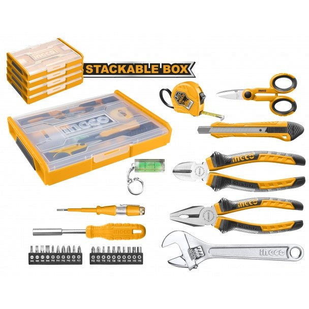 Set Herramientas Manuales En Caja Apilable Plastica De 29Pzs Hktv01H291 - MARKEMSTORE - Multiherramientas